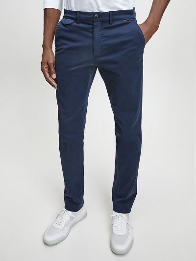 Calvin Klein Ruhák HU666598 | Calvin Klein Slim Stretch Twill Férfi Chino Nadrág Sötétkék